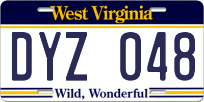 WV license plate DYZ048