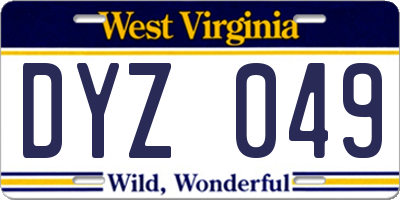 WV license plate DYZ049
