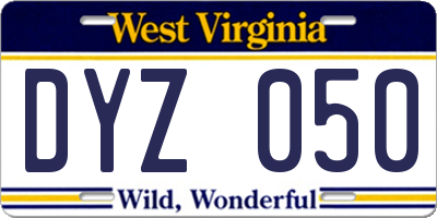 WV license plate DYZ050