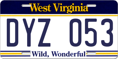 WV license plate DYZ053