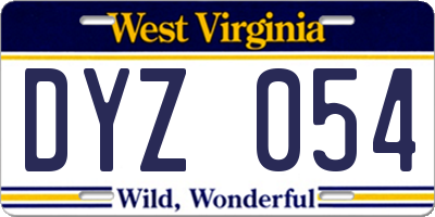 WV license plate DYZ054