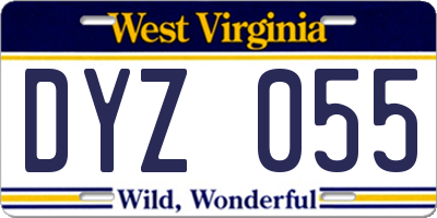 WV license plate DYZ055