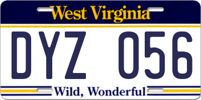 WV license plate DYZ056