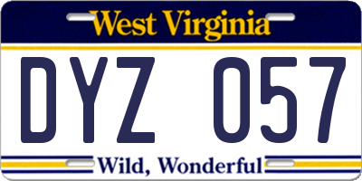 WV license plate DYZ057