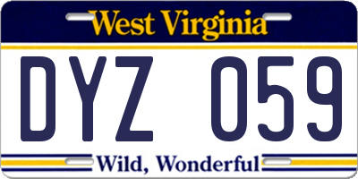 WV license plate DYZ059