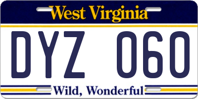 WV license plate DYZ060
