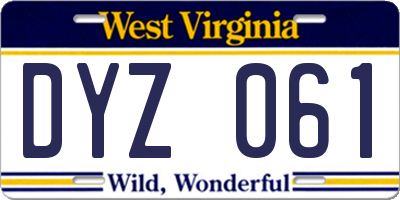 WV license plate DYZ061