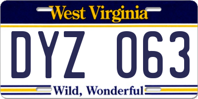 WV license plate DYZ063