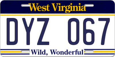 WV license plate DYZ067