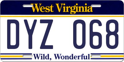 WV license plate DYZ068