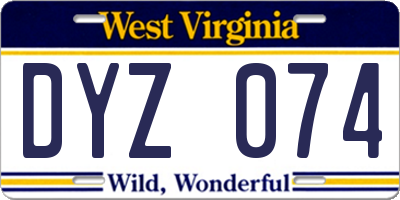 WV license plate DYZ074