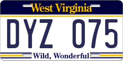 WV license plate DYZ075