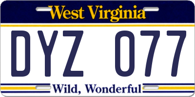 WV license plate DYZ077