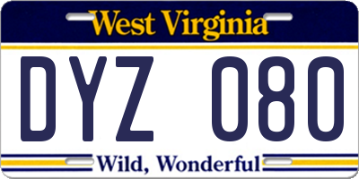WV license plate DYZ080