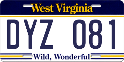 WV license plate DYZ081