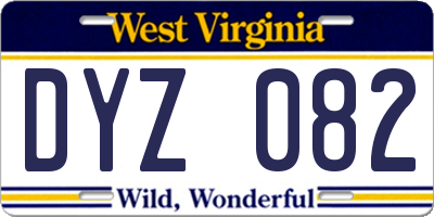 WV license plate DYZ082