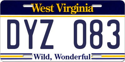 WV license plate DYZ083