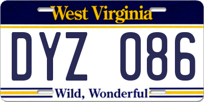 WV license plate DYZ086