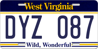 WV license plate DYZ087