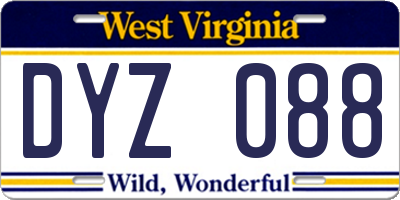 WV license plate DYZ088