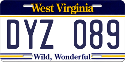 WV license plate DYZ089