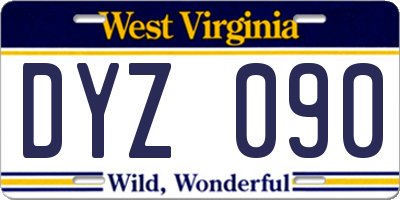 WV license plate DYZ090