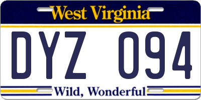 WV license plate DYZ094