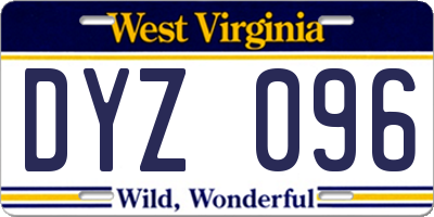 WV license plate DYZ096