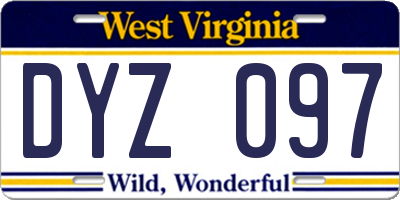 WV license plate DYZ097