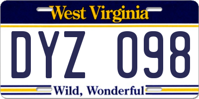 WV license plate DYZ098