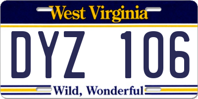 WV license plate DYZ106
