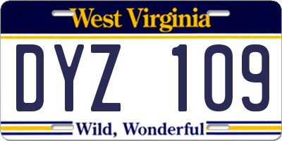 WV license plate DYZ109