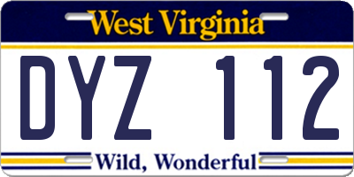 WV license plate DYZ112