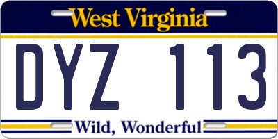 WV license plate DYZ113