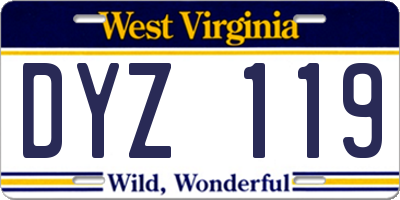 WV license plate DYZ119