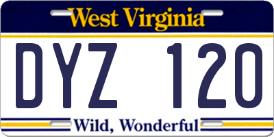 WV license plate DYZ120