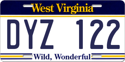 WV license plate DYZ122