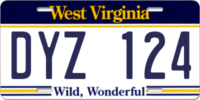 WV license plate DYZ124