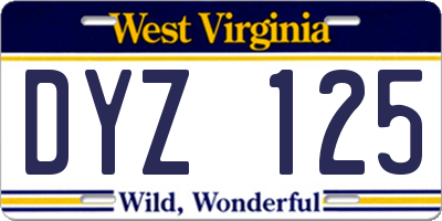WV license plate DYZ125