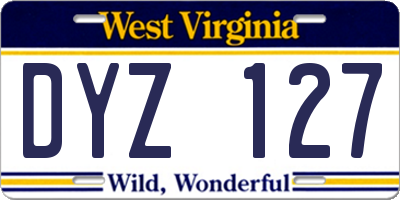 WV license plate DYZ127