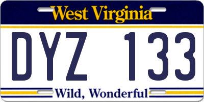 WV license plate DYZ133