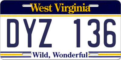 WV license plate DYZ136
