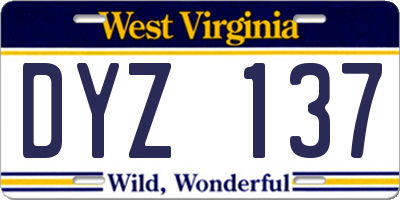 WV license plate DYZ137