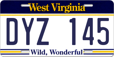 WV license plate DYZ145