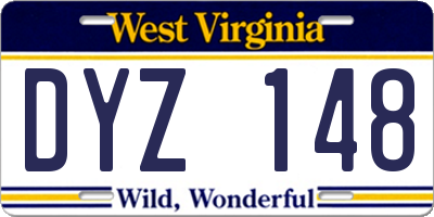 WV license plate DYZ148