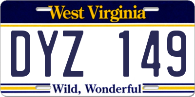 WV license plate DYZ149
