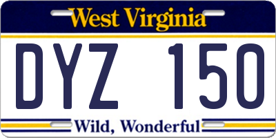 WV license plate DYZ150