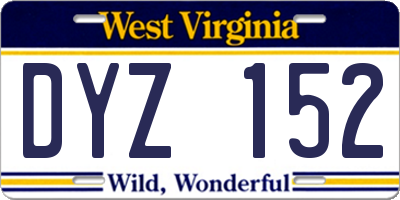 WV license plate DYZ152
