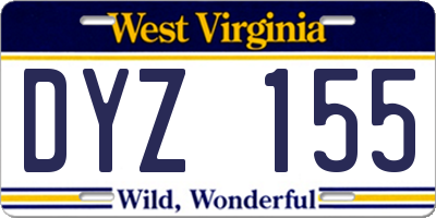 WV license plate DYZ155