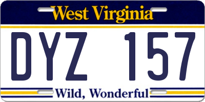 WV license plate DYZ157